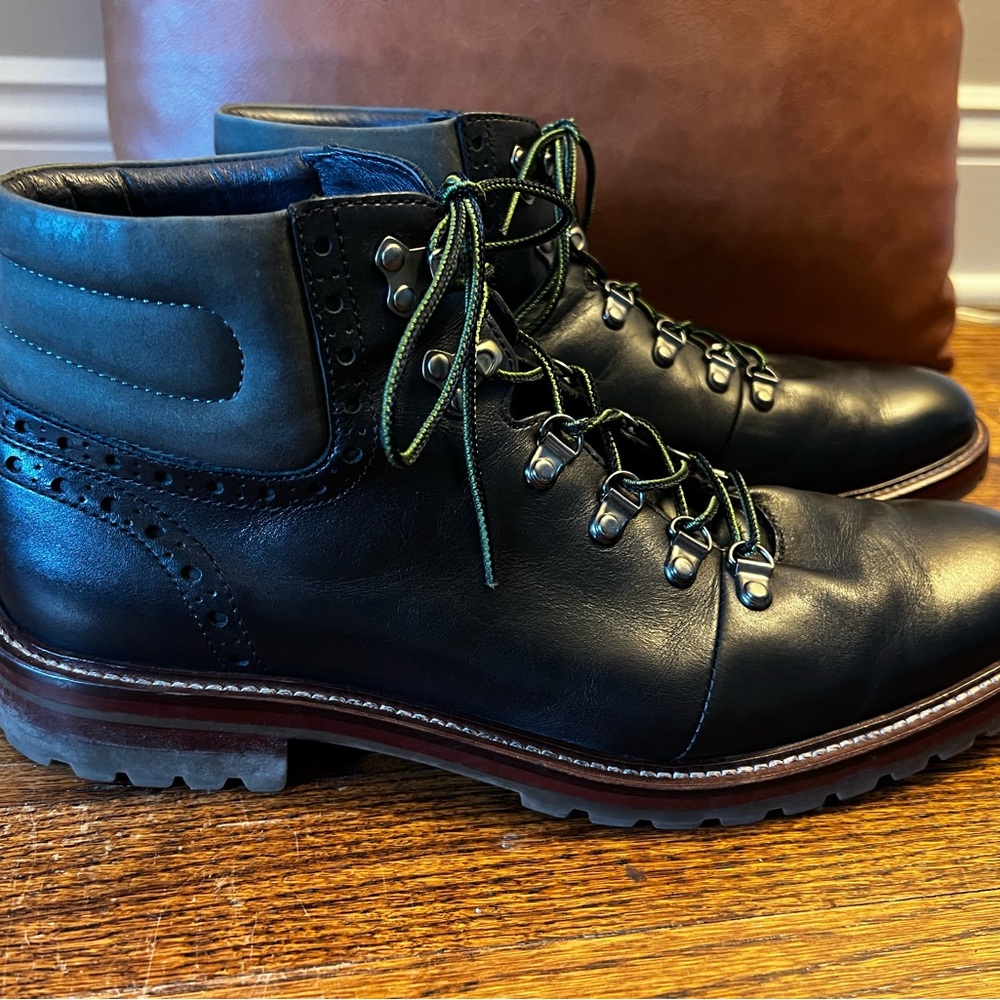 Johnson & Murphy hiking style Men's Black Leather Boots size 10.5